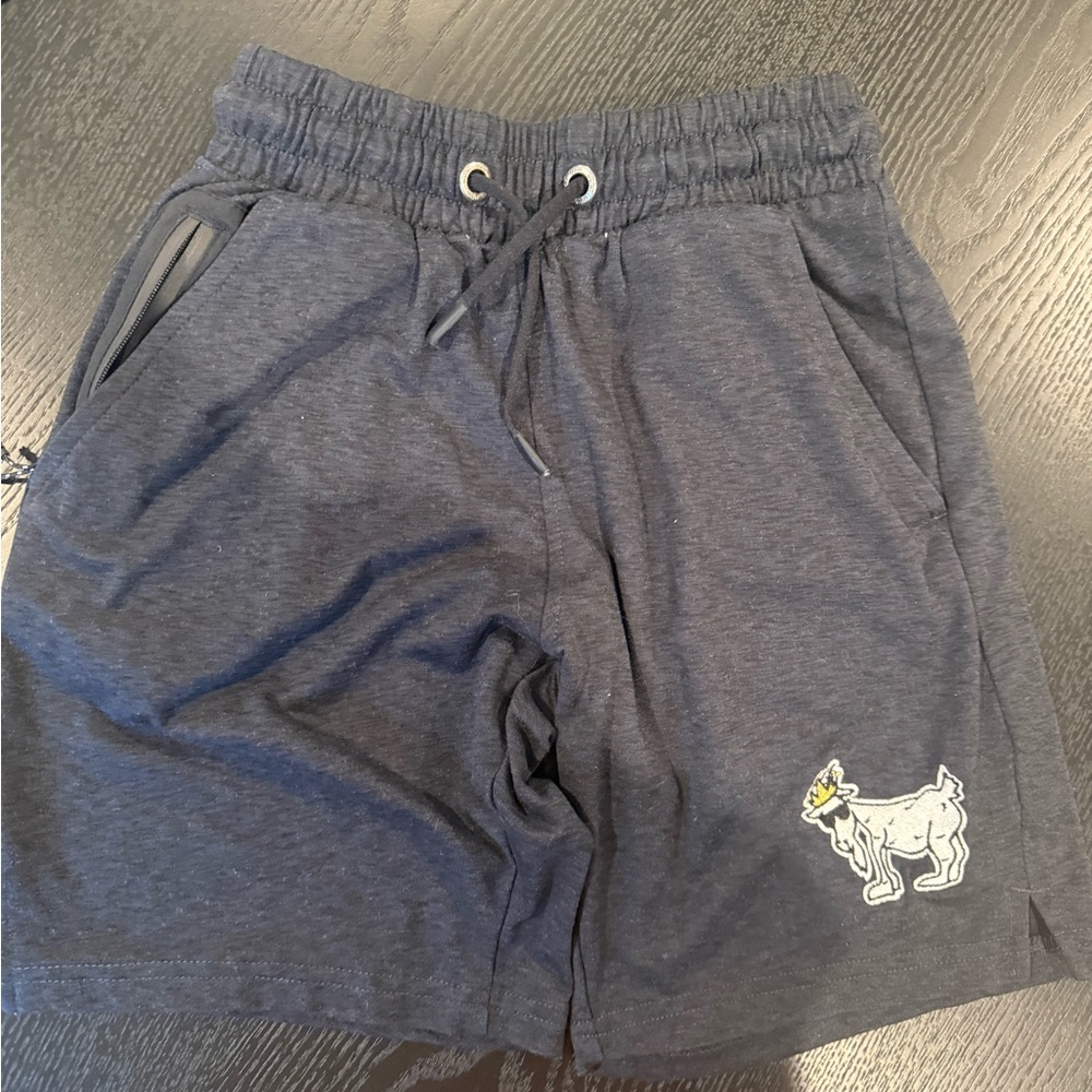 Kids GOAT USA Navy Drawstring Shorts with Embroidered Goat Accent